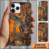 Maxcorners Whitetail Deer Leather Patch Hunting Camo Multicolor Options Personalized Name 3D Phonecase