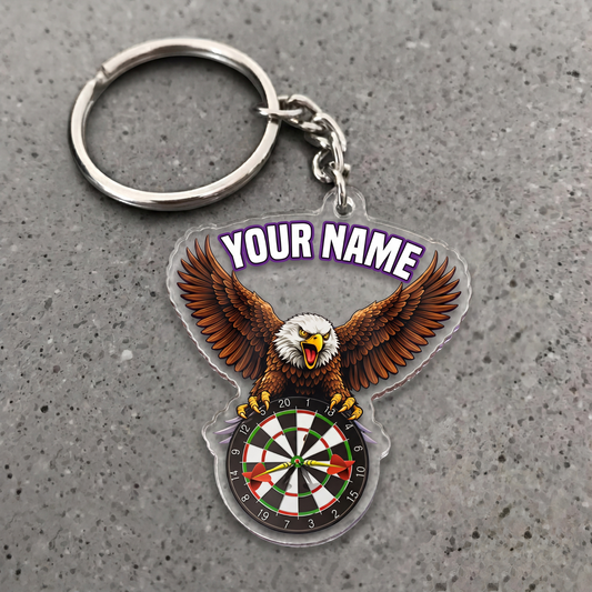 Maxcorners Flying Eagle Darts Personalized Name Keychain