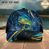 Maxcorners Fishing Luxury Gold Stripe Water Splash Design Personalized Name Classic 3D Cap (9 Breeds)