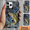 Maxcorners Fishing Dark Hexagon Pattern Dynamic Splash Personalized Name Phone Case (10 Fish Species)