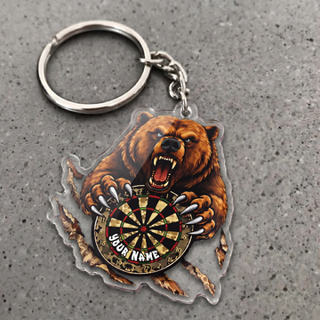 Maxcorners Fierce Bear Darts Personalized Name Keychain
