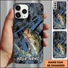 Maxcorners Fishing Dark Hexagon Pattern Dynamic Splash Personalized Name Phone Case (10 Fish Species)