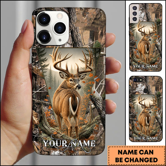 Maxcorners Whitetail Deer Rustic Woodland Back View Personalized Name 3D Phonecase