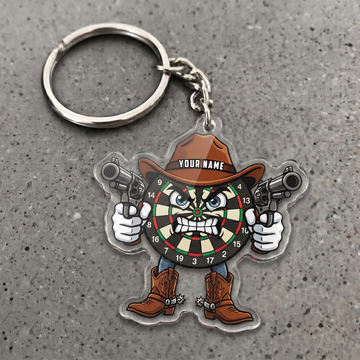 Maxcorners Cowboy Darts Board Personalized Name Keychain