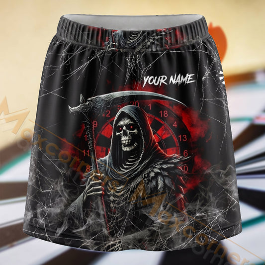 Maxcorners Darts Red Grim Reaper Dartboard Personalized 3D Skort, Skirts With Shorts