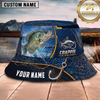 Maxcorners Fishing Blue Hook Net Water Splash Personalized 3D Bucket Hat (12 Fish Species)