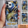 Maxcorners Blue Gold Paint Splash Personalized Name Phone Case (13 Fish Species)
