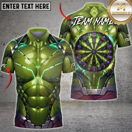 Maxcorners Green Titan Dartboard Multi Options Personalized Name, Team Name 3D Shirts