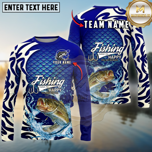 Maxcorners Fishing Scale Pattern Tribal Style Personalized Name, Team Name Long Sleeve Shirt (9 Breeds)