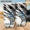 Maxcorners Fishing Tumbler Black White Brush Stroke Design Personalized Name Tumbler (13 Species)