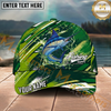 Maxcorners Fishing Green Splash Strike Multi Options Personalized Name 3D Cap (11 Fish Species)