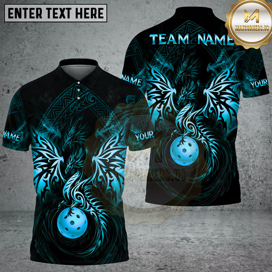 Maxcorners Pickleball Polo Tribal Phoenix Luxury Style Multiple Options Personalized Name, Team Name 3D Shirt