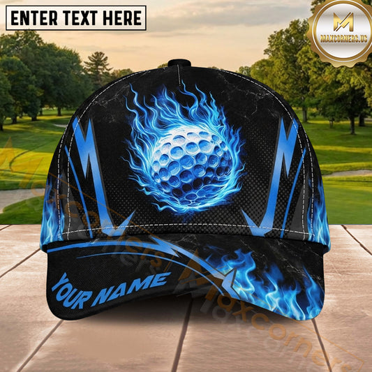 Maxcorners Golf Flaming Golf Ball Lightning Pattern Personalized Name 3D Classic Cap