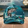 Maxcorners Fishing Aqua Camouflage Lace Up Personalized 3D Cap (12 Fish Species)