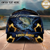 Maxcorners Fishing Black Gold Geometric Personalized Name 3D Cap  (9 Breeds)