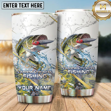 Maxcorners Fishing Tumbler White Gray Marble Hook Design Personalized Name Tumbler (13 Species)