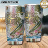 Maxcorners Fishing Tumbler Forest Topographic Compass Design Personalized Name Tumbler (13 Species)
