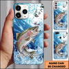 Maxcorners Ocean Wave Scale Pattern Personalized Name Phone Case (13 Fish Species)