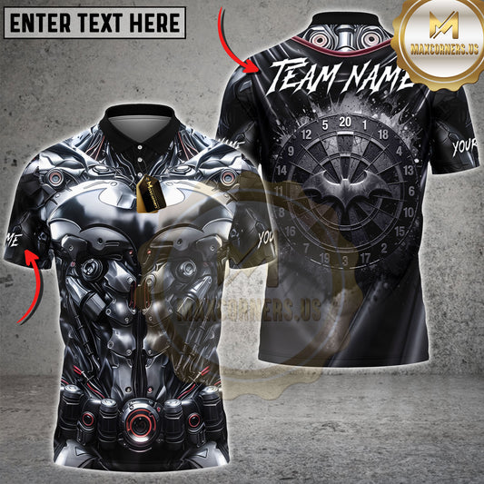 Maxcorners Darts Cyber Armor Dartboard Black Silver Metallic Multicolor Options Personalized Name, Team Name 3D Shirt (3 designs)