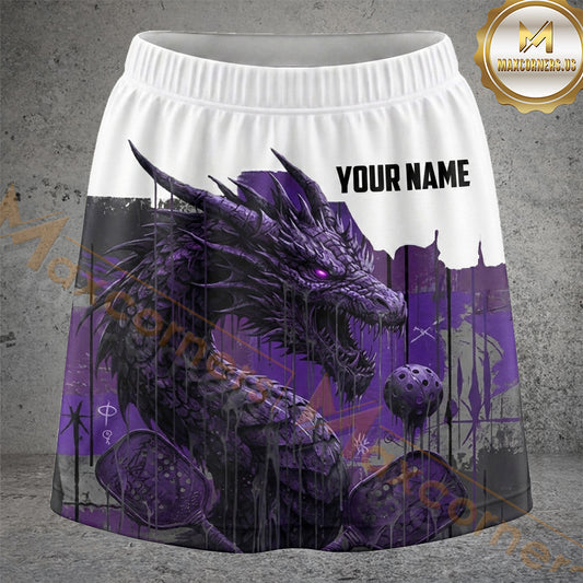 Maxcorners Pickleball Purple Grunge Paddle Ball Personalized 3D Skort, Skirts With Shorts