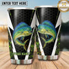 Maxcorners Fishing Tumbler Black White Honeycomb Wing Design Personalized Name Tumbler (13 Species)