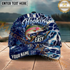 Maxcorners Fishing Hookin Adventure Blue Hexagon Multi Options Personalized Name 3D Cap (11 Fish Species)