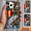 Maxcorners Rustic American Flag Woodland Personalized Name Phone Case (13 Fish Species)