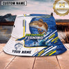 Maxcorners Fishing Black All-Over Aquatic Pattern Personalized 3D Bucket Hat (13 Fish Species)