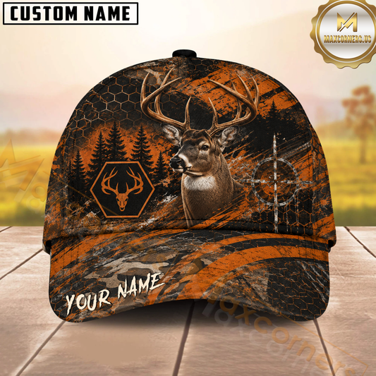 Maxcorners Deer Hunting Orange Target Woodland Multiple Options Personalized Name 3D Cap