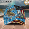 Maxcorners Fishing Ripped American Flag Boat Lure Personalized Name 3D Cap (12 Fish Species)