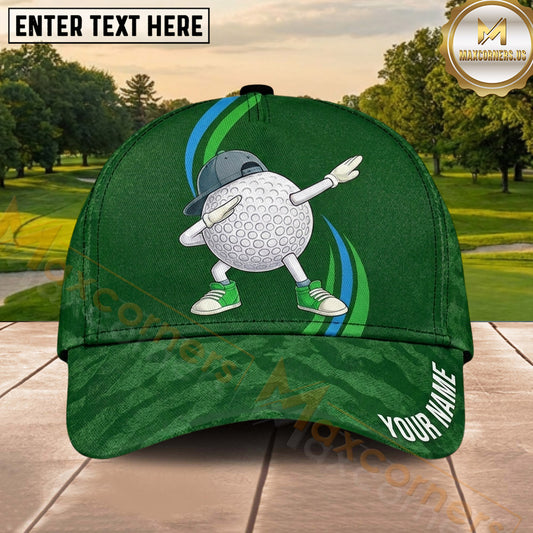 Maxcorners Golf Dabbing Golf Ball Cartoon Dynamic Stripe Personalized Name 3D Classic Cap