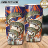 Maxcorners Fishing Tumbler Retro Orange Navy Stripe Design Personalized Name Tumbler (13 Species)