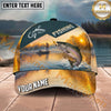 Maxcorners Fishing Sunset Lake Angler Personalized Name 3D Cap (12 Fish Species)