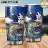 Maxcorners Fishing Tumbler Moonlit Lake Casting Scene Design Personalized Name Tumbler (13 Species)