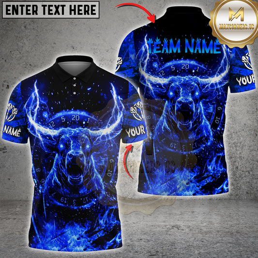 Maxcorners Bull Darts Blazing Fire Multiple Options Personalized Name, Team Name 3D Shirt