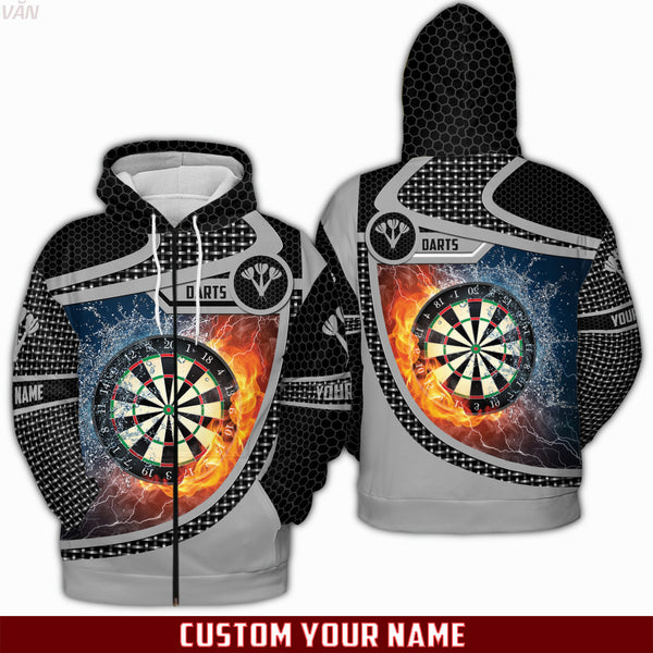 Maxcorners Darts Water And Fire Customized Name 3D Hoodie