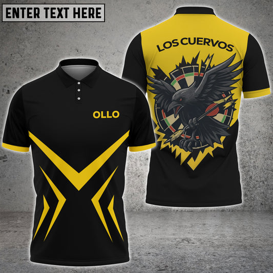 Maxcorners Los Cuervos Raven Dartboard Black Yellow 3D Polo Shirt