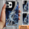 Maxcorners Fishing Blue Flame Lightning Strike Personalized Name Phone Case (10 Fish Species)