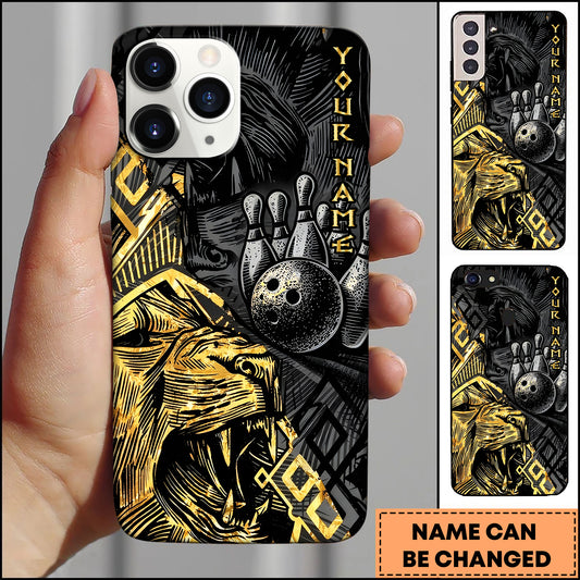 Maxcorners Dark Gold Bowling Power Personalized 3D Phone Case