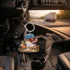 Maxcorners Fishing Keychain Cartoon Bass Fish With Green Camo Hat Sunglasses Gone Fishing Personalized Name 2D Keychain