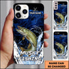 Maxcorners Blue Hexagon Water Splash Personalized Name Phone Case (13 Fish Species)
