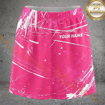 Maxcorners Pickleball Hot Pink Abstract Scratch Personalized 3D Skort, Skirts With Shorts
