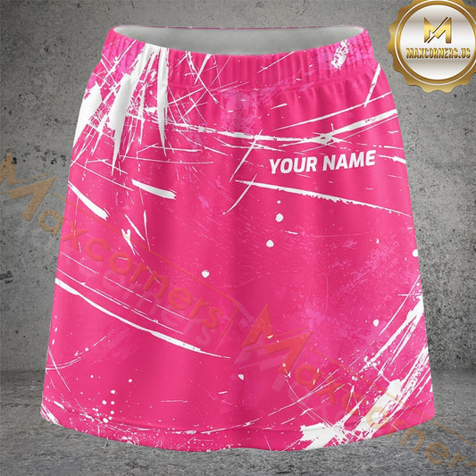 Maxcorners Pickleball Hot Pink Abstract Scratch Personalized 3D Skort, Skirts With Shorts