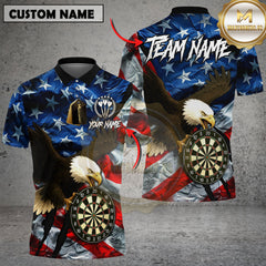 Maxcorners Darts Team Polo Shirt Patriotic Eagle American Flag 3D Multioptions Personalized Name, Team Name  3D Shirt