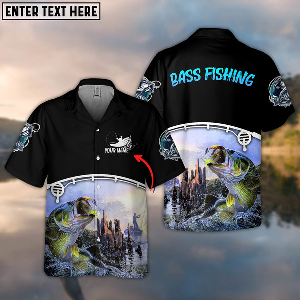 Maxcorners Bass Fishing Personalized  All Over Print 3D Hawaiian Shirt