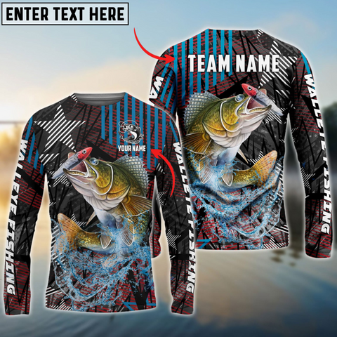 Maxcorners Walleyes Fishing Rising Star Personalized Name, Team Name 3D Long Sleeve Shirt