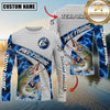 Maxcorners Largemouth Bass Fishing Honeycomb Electric Water Splash Personalized Name, Team Name Long Sleeve Shirt (11 Fish Species)