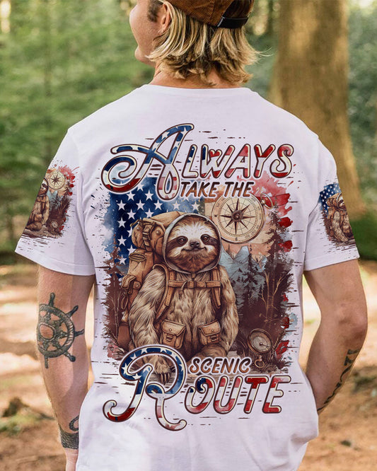 Maxcorners Always Take The Scenic Route Sloth Compass All Over Print LM2101