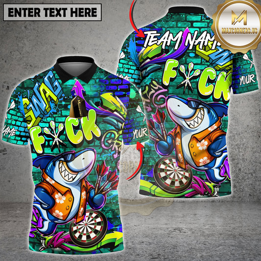 Maxcorners Darts Shirt Graffiti Shark Neon Street Art Brick Wall Multicolor Options Personalized Name, Team Name 3D Shirt (6 Colors)