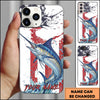 Maxcorners Fishing Patriotic Paint Splash Water Effect Personalized Name Phone Case (10 Fish Species)